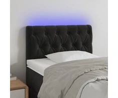 Galvūgalis su LED, juodos spalvos, 80x7x78/88cm, aksomas