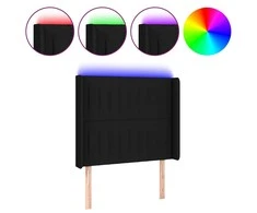 Galvūgalis su LED, juodos spalvos, 83x16x118/128cm, audinys
