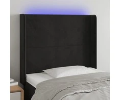 Galvūgalis su LED, juodos spalvos, 83x16x118/128cm, aksomas