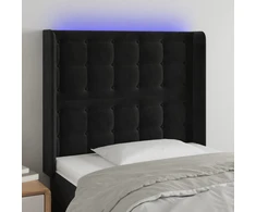 Galvūgalis su LED, juodos spalvos, 83x16x118/128cm, aksomas