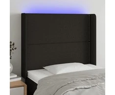 Galvūgalis su LED, juodos spalvos, 83x16x118/128cm, audinys