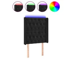 Galvūgalis su LED, juodos spalvos, 83x16x118/128cm, aksomas