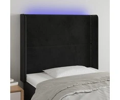 Galvūgalis su LED, juodos spalvos, 83x16x118/128cm, aksomas