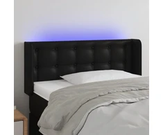 Galvūgalis su LED, juodos spalvos, 83x16x78/88cm, dirbtinė oda