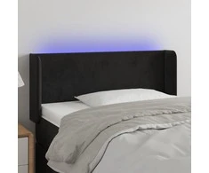 Galvūgalis su LED, juodos spalvos, 83x16x78/88cm, aksomas