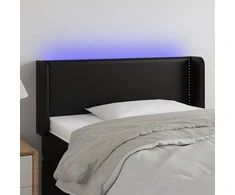 Galvūgalis su LED, juodos spalvos, 83x16x78/88cm, dirbtinė oda