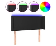 Galvūgalis su LED, juodos spalvos, 83x16x78/88cm, dirbtinė oda