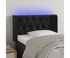 Galvūgalis su LED, juodos spalvos, 83x16x78/88cm, aksomas