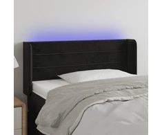 Galvūgalis su LED, juodos spalvos, 83x16x78/88cm, aksomas
