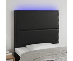 Galvūgalis su LED, juodos spalvos, 90x5x118/128cm, dirbtinė oda
