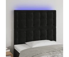 Galvūgalis su LED, juodos spalvos, 90x5x118/128cm, aksomas