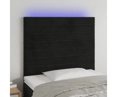 Galvūgalis su LED, juodos spalvos, 90x5x118/128cm, aksomas