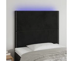 Galvūgalis su LED, juodos spalvos, 90x5x118/128cm, aksomas