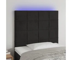 Galvūgalis su LED, juodos spalvos, 90x5x118/128cm, aksomas