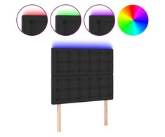 Galvūgalis su LED, juodos spalvos, 90x5x118/128cm, dirbtinė oda