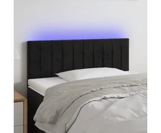 Galvūgalis su LED, juodos spalvos, 90x5x78/88cm, aksomas
