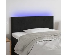 Galvūgalis su LED, juodos spalvos, 90x5x78/88cm, aksomas