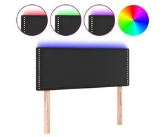 Galvūgalis su LED, juodos spalvos, 90x5x78/88cm, dirbtinė oda