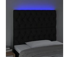 Galvūgalis su LED, juodos spalvos, 90x7x118/128cm, audinys