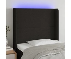 Galvūgalis su LED, juodos spalvos, 93x16x118/128cm, audinys