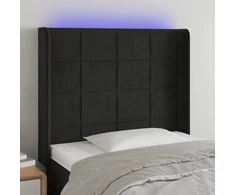 Galvūgalis su LED, juodos spalvos, 93x16x118/128cm, aksomas