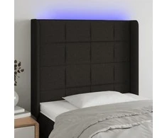 Galvūgalis su LED, juodos spalvos, 93x16x118/128cm, audinys
