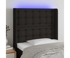 Galvūgalis su LED, juodos spalvos, 93x16x118/128cm, audinys
