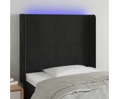 Galvūgalis su LED, juodos spalvos, 93x16x118/128cm, aksomas