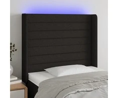 Galvūgalis su LED, juodos spalvos, 93x16x118/128cm, audinys