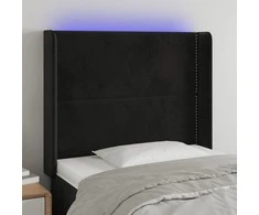 Galvūgalis su LED, juodos spalvos, 93x16x118/128cm, aksomas
