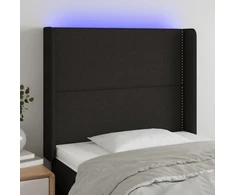 Galvūgalis su LED, juodos spalvos, 93x16x118/128cm, audinys