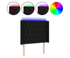 Galvūgalis su LED, juodos spalvos, 93x16x118/128cm, audinys