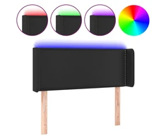 Galvūgalis su LED, juodos spalvos, 93x16x78/88cm, dirbtinė oda
