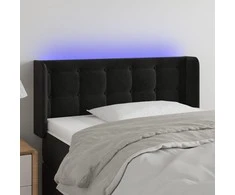Galvūgalis su LED, juodos spalvos, 93x16x78/88cm, aksomas