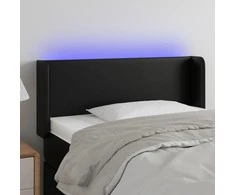 Galvūgalis su LED, juodos spalvos, 93x16x78/88cm, dirbtinė oda