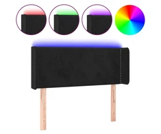 Galvūgalis su LED, juodos spalvos, 93x16x78/88cm, aksomas
