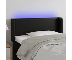 Galvūgalis su LED, juodos spalvos, 93x16x78/88cm, dirbtinė oda