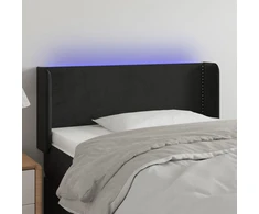 Galvūgalis su LED, juodos spalvos, 93x16x78/88cm, aksomas