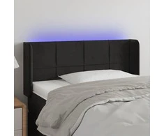 Galvūgalis su LED, juodos spalvos, 93x16x78/88cm, aksomas