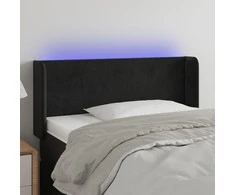 Galvūgalis su LED, juodos spalvos, 93x16x78/88cm, aksomas