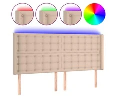 Galvūgalis su LED, kapučino spalvos, 203x16x118/128cm