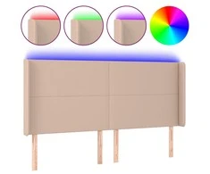 Galvūgalis su LED, kapučino spalvos, 203x16x118/128cm