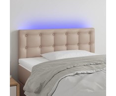 Galvūgalis su LED, kapučino spalvos, 80x5x78/88cm, dirbtinė oda
