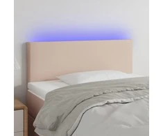 Galvūgalis su LED, kapučino spalvos, 80x5x78/88cm, dirbtinė oda