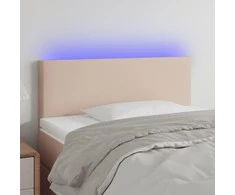 Galvūgalis su LED, kapučino spalvos, 90x5x78/88cm, dirbtinė oda