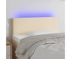Galvūgalis su LED, kreminės spalvos, 100x5x78/88cm, audinys