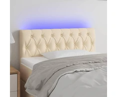 Galvūgalis su LED, kreminės spalvos, 100x7x78/88cm, audinys