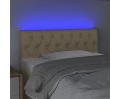Galvūgalis su LED, kreminės spalvos, 100x7x78/88cm, audinys