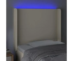 Galvūgalis su LED, kreminės spalvos, 103x16x118/128 cm