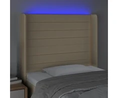 Galvūgalis su LED, kreminės spalvos, 103x16x118/128cm, audinys